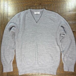 Vintage Dior Men's Soft Gray V-Neck Sweater